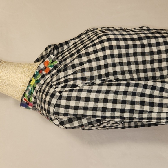 Intro Blouse Gingham Floral Embroidered Button Down Pocket Size PL Rockabilly - Picture 4 of 14